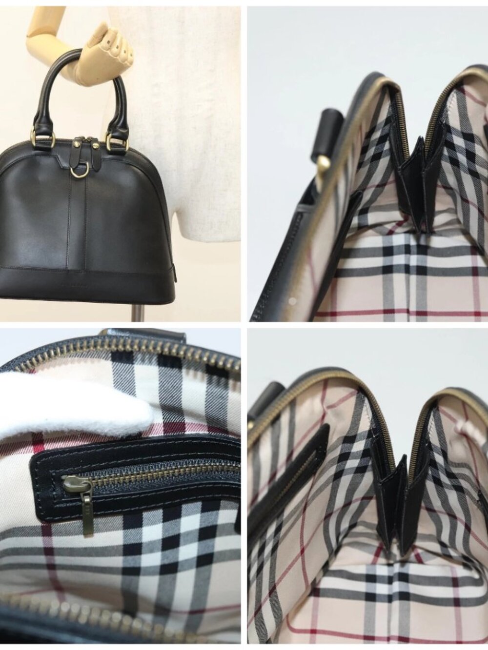 BURBERRY Hand Bag Leather Gold Black Auth - Picture 16 of 16